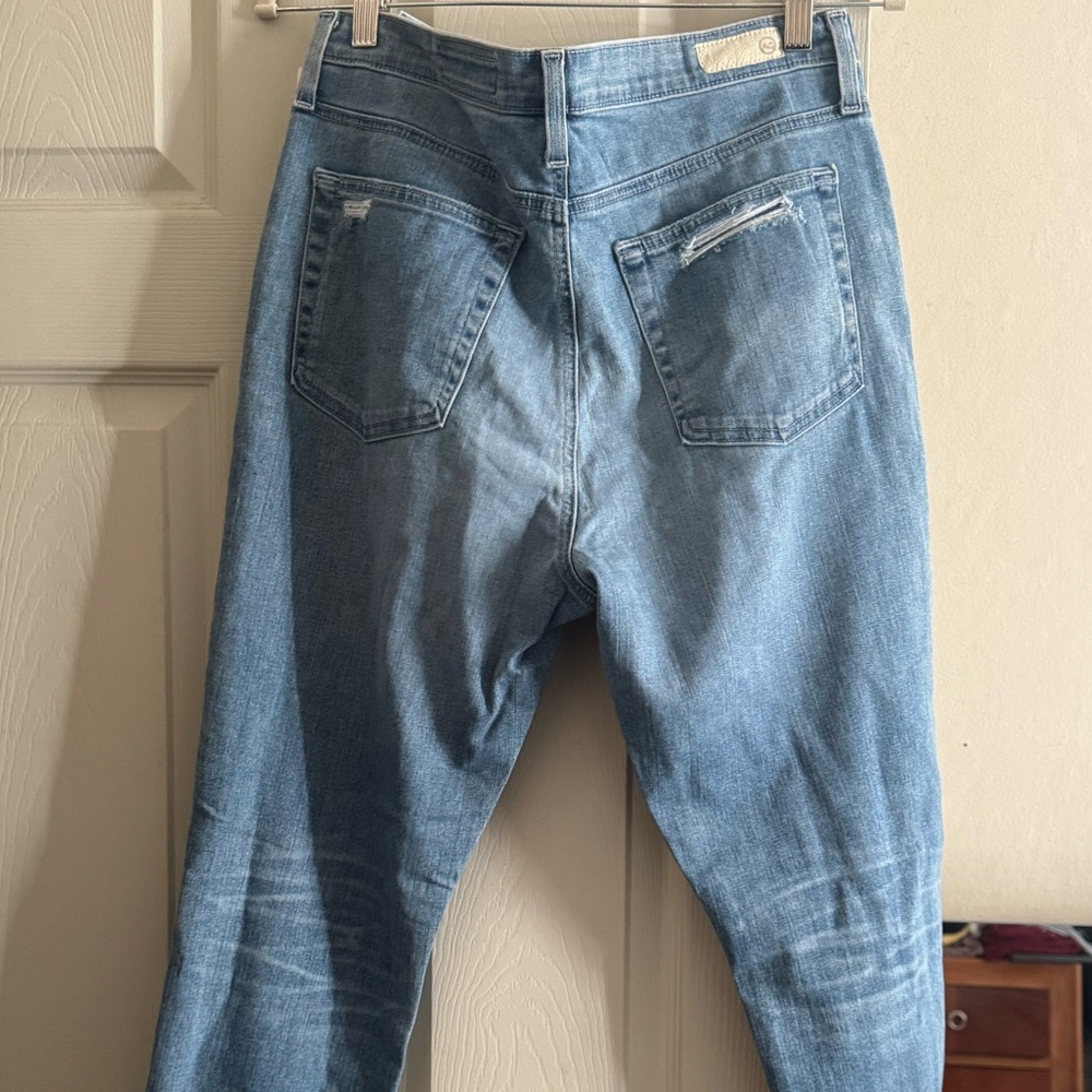 AG Adriano Goldschmied Women's Distressed Blue Jeans - Picture 4 of 8
